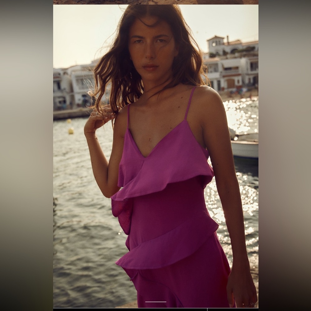 COPY - ZARA RUFFLED SLIP DRESS - Picture 6 of 8